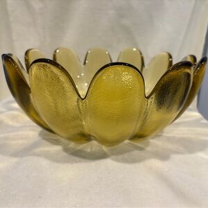 Indiana Glass Amber Lotus Petal Bowl. 11” diameter